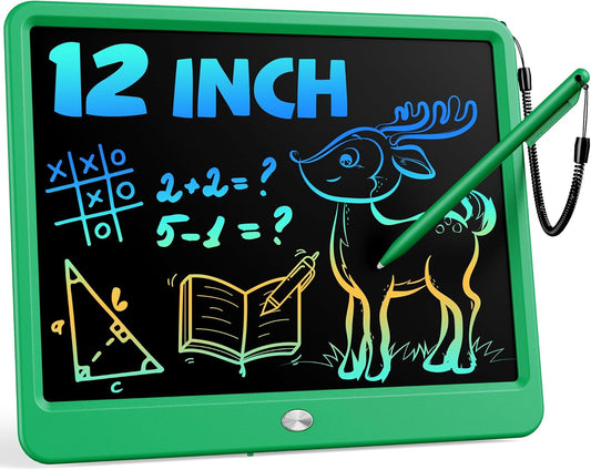 Bravokids 12 Inch LCD Writing Tablet for 3 Year Olds - Electronic Drawing Pad and Doodle Board as Educational Birthday Gifts for Girls and Boys (Green)