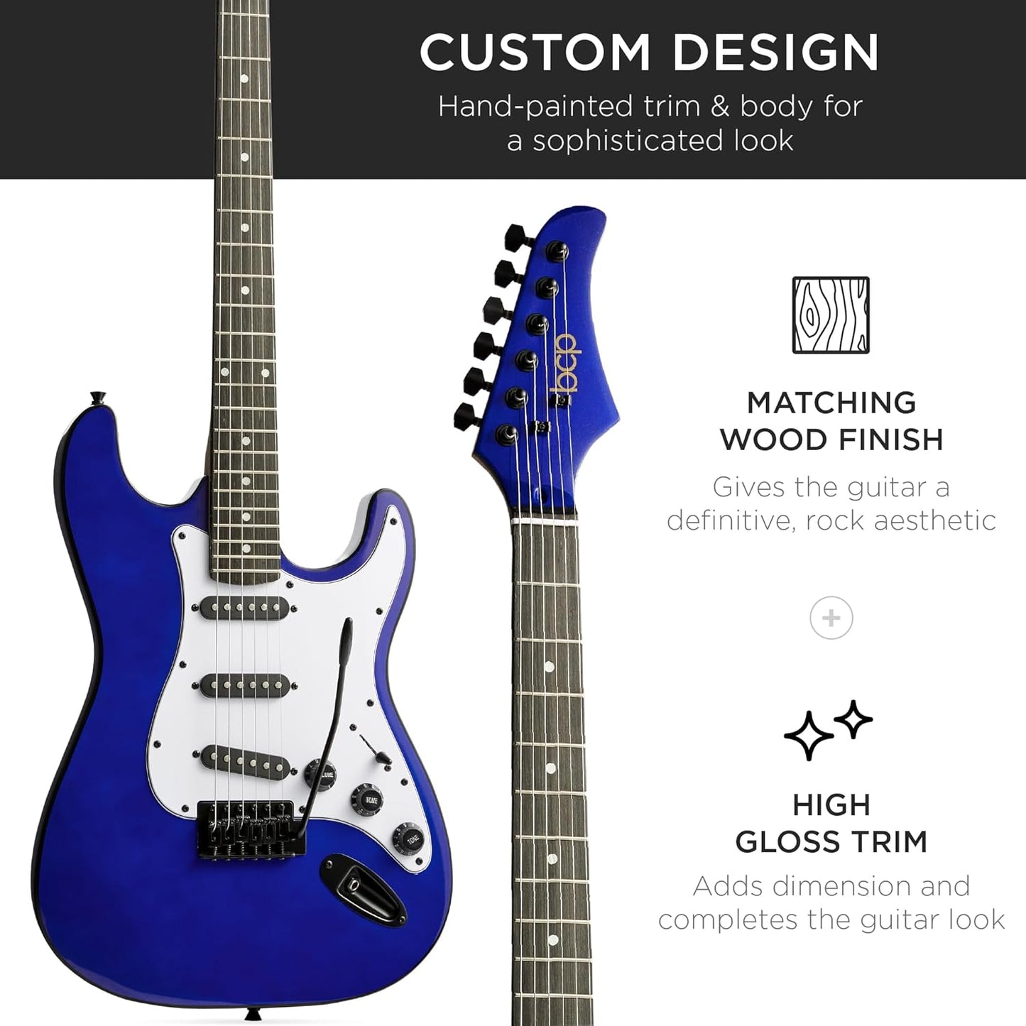 Best Choice Products 39in Full Size Beginner Electric Guitar Starter Kit w/Case, Strap, 10W Amp, Strings, Pick, Tremolo Bar - Metallic Blue