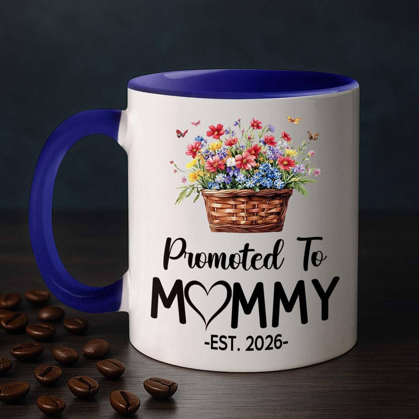 Personalized Promoted To Mommy Accent Coffee Mug With Name Year, Custom Mom Mother Mama EST 2026 Coffee Cup, Mama To Be Mug Gift For New Mommy/Wife From Husband, First Time New Mom White Cup 11 15Oz