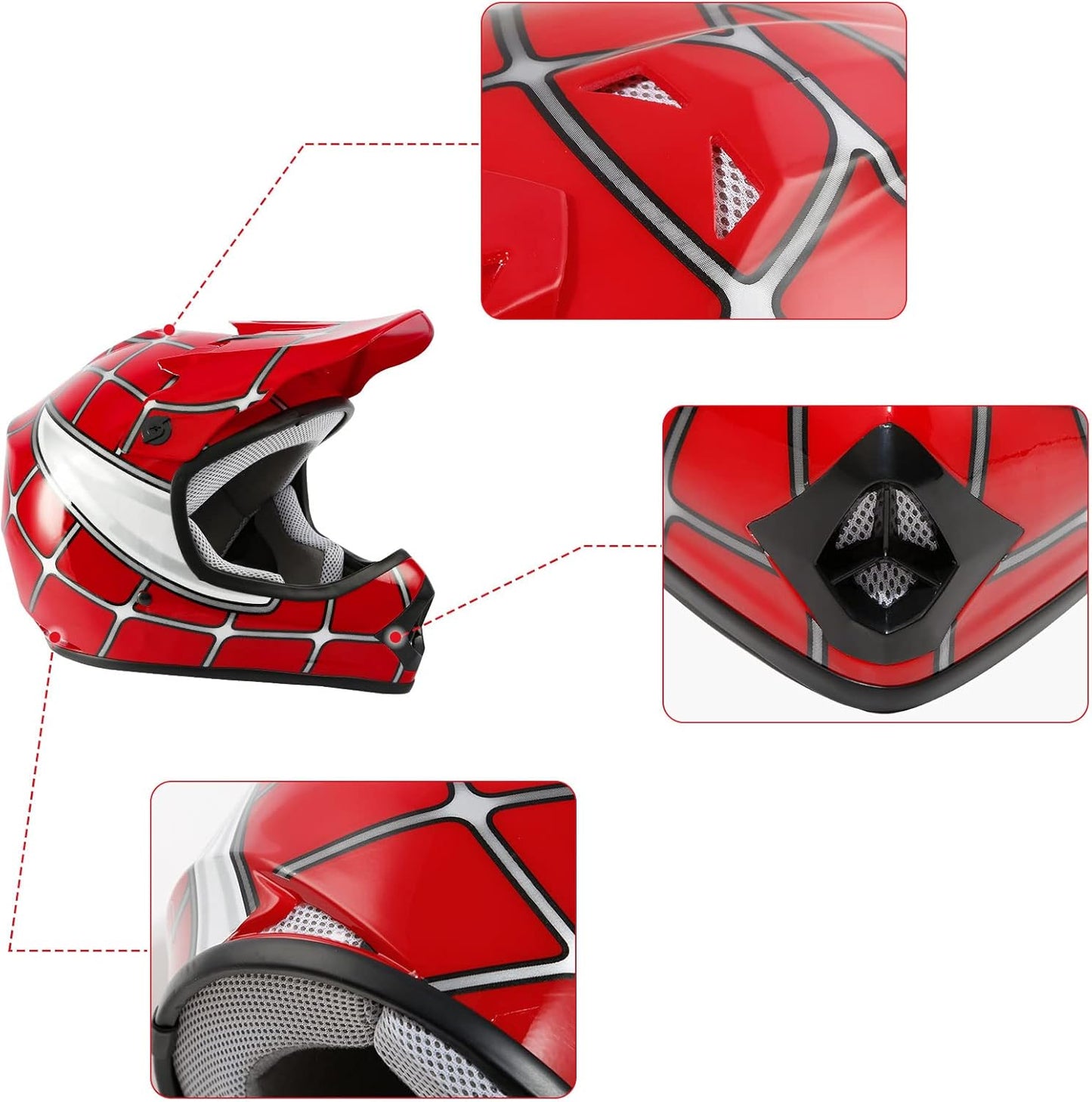 TCMT Dot Youth & Kids Motorcycle Off-Road Helmet Full Face Motocross Street Dirt Bike Mountain Bike BMX MX ATV Helmet+Goggles+Gloves New