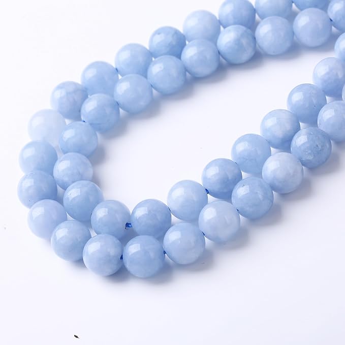 Dream Blue Chalcedony Stone Beads Gemstone Round Crystal Energy Jade Beads Stone Beads for Jewelry Making DIY Bracelet Necklace Jewelry Making 1 Strand 15.5inch 4MM