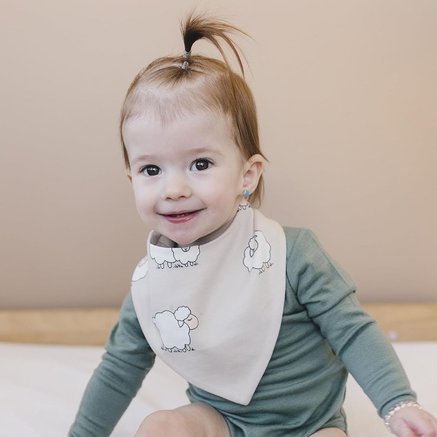 Woolino Merino Wool Baby Bibs - Highly Absorbent Bandana Bib with Cotton Outer Layer and Merino Wool Inner Layer - Pack of 2