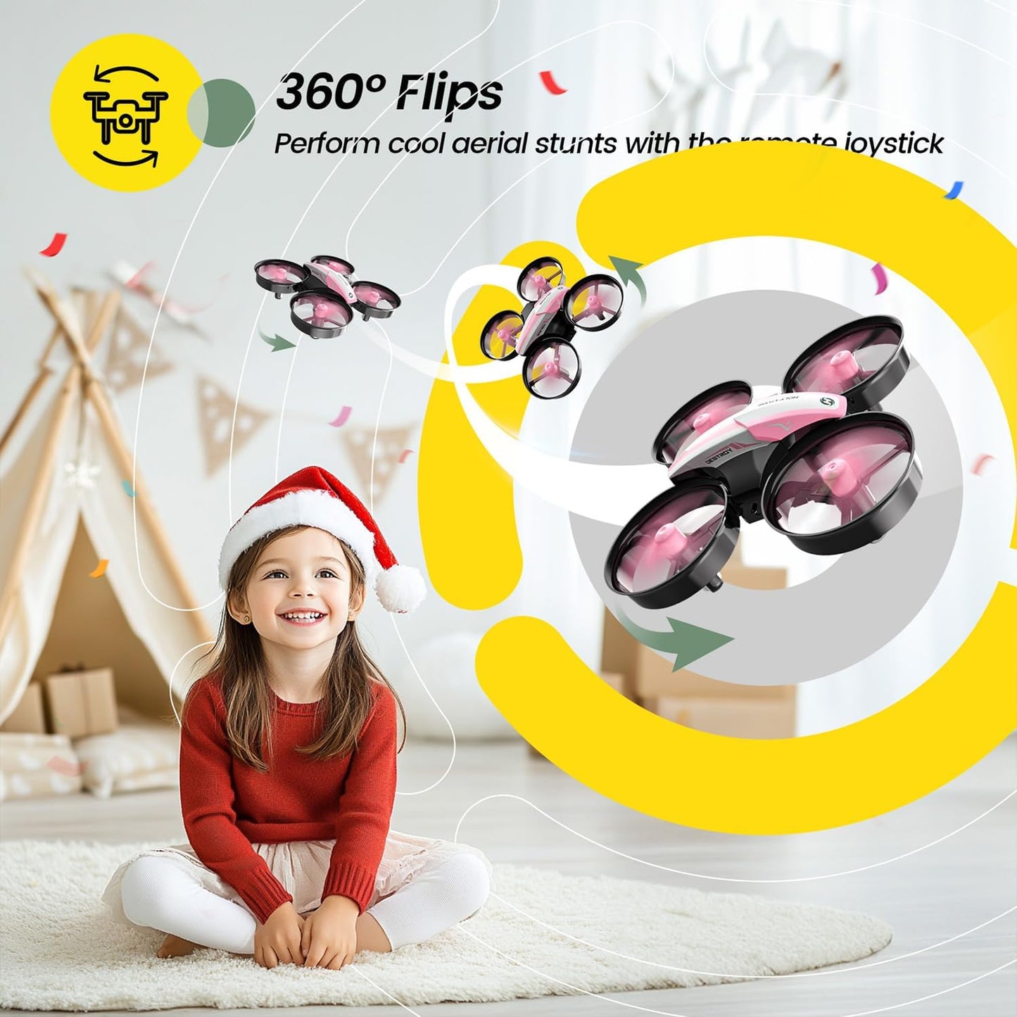 Holy Stone HS210 Mini Drone for Kids 8-12 and Beginners, RC Nano Quadcopter Indoor Drone with Circle Fly, Auto Hovering, 3D Flip, and Headless Mode, Great Gift Toy for Boys and Girls, Pink