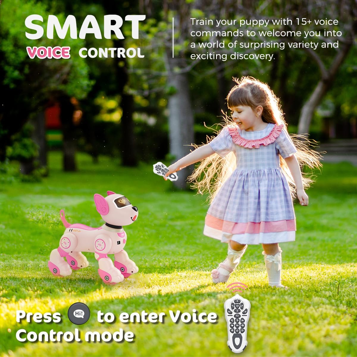 VATOS Robot Dog Toy for Kids, Voice & 2.4GHz Remote Control Robot Pet with Interactive Touch Sensors, Over 20+ Responses, Program Mode, Robotic Puppy Toy for Kids Boys & Girls