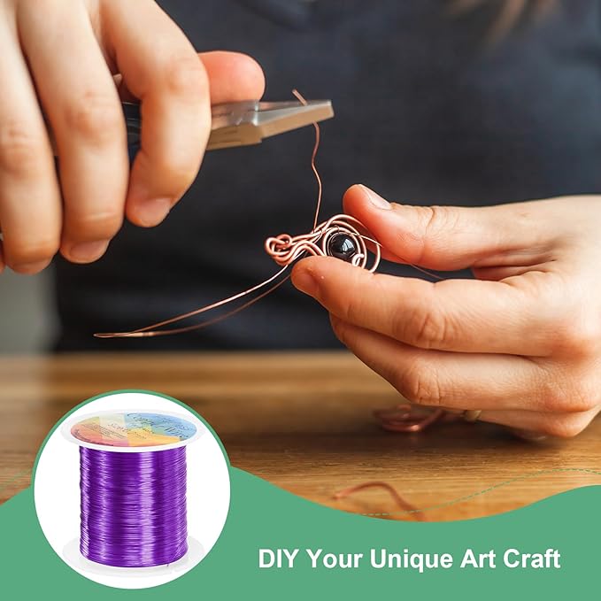 0.2mm Jewelry Wire, 32 Gauge 328FT Craft Wire Copper Beading Wire for Jewelry Making/Planting/Weaving/DIY Crafting, Soft Metal Wires [100M, Purple]