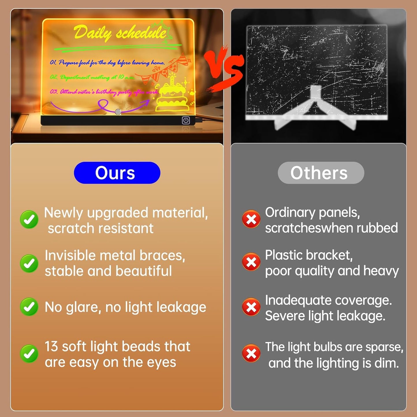 lumiboard led Drawing Board Message Board with Lights for Drawing Creative Advertising Board for Writing Drawing Note Taking Advertising Display Glow-in-The-Dark Acrylic (11.8 * 7.9 inches) Kids Gift