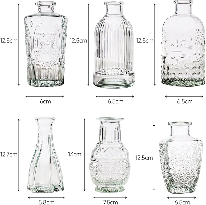 12 Pcs Bud Vase Set, Vases for Centerpieces, Cute Glass Bud Vases in Bulk, Small Vases for Flowers, Mini Vase Set for Wedding Decorations, Home Table Flower Décor