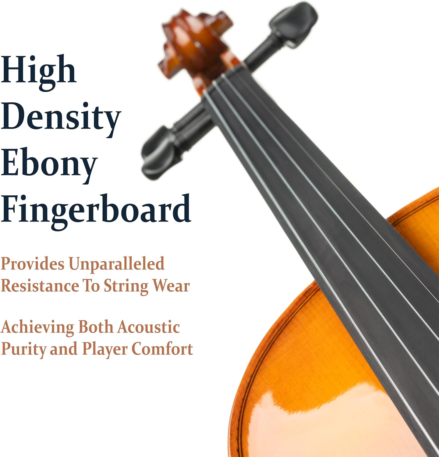 Cecilio 3/4 Violin Solidwood Violin with D'Addario Prelude Strings, Bow, Rosin, Tuner, Shoulder Rest & Lesson Book – Ideal for Beginners