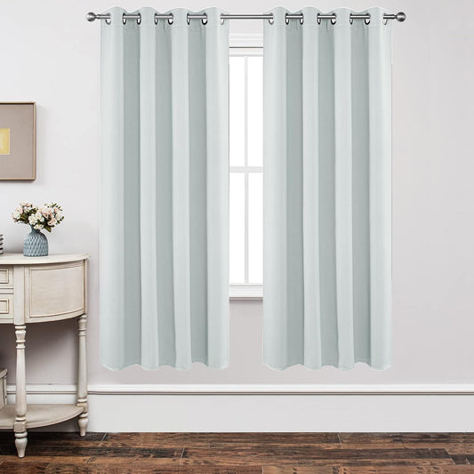Joydeco White Curtains 72 Inches Long 2 Panels Set, Thermal Insulated Long Curtains& Drapes 2 Burg, Room Darkening Grommet Drapes for Living Room Bedroom Window (W52 x L72 Inch, Greyish White)