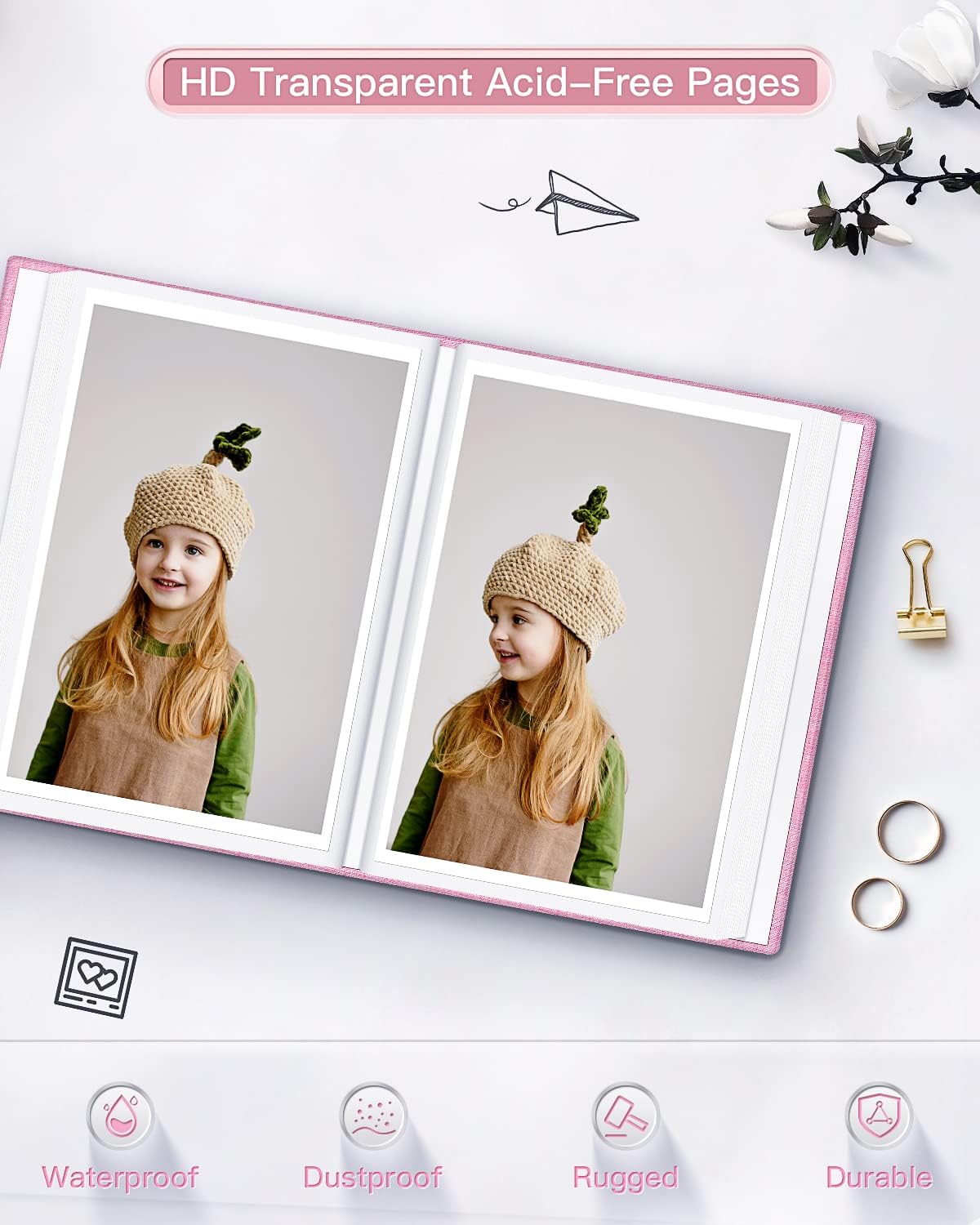 popotop Photo Album 4x6-100 Photos Photo Books with 100 Vertical Pockets,Linen Cover Albums for Family Wedding Anniversary Baby Vacation Pictures