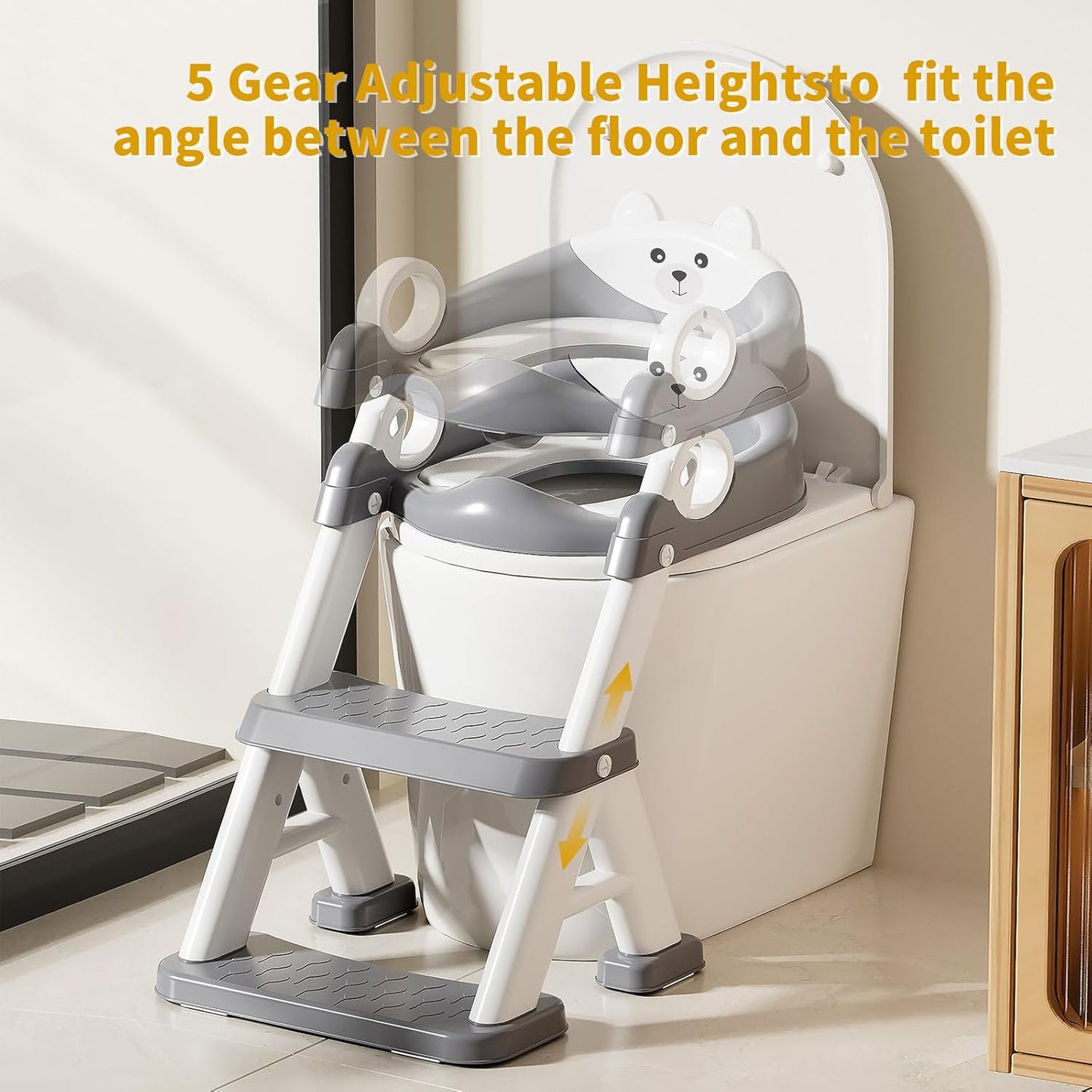 Potty Training Seat,Non Slip Foldable Toilet Training Seat with Soft Cushion, Comfortable HandlesUpgrade Toddler Toilet Seat for Kids Boys Girls,Potty Training Toilet Seat with Step Stool Ladder,