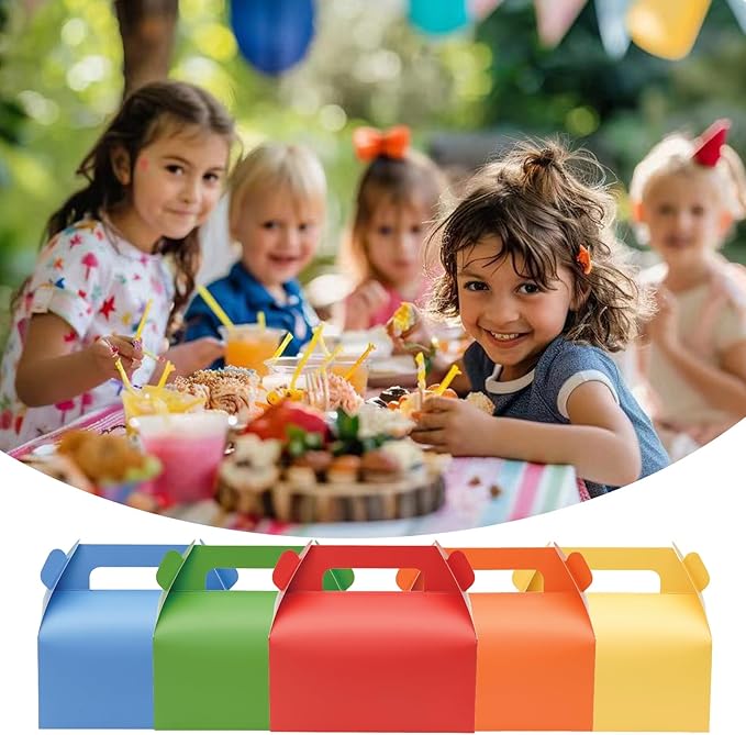 UnicoPak 30 Pack Orange Gable Treat Boxes Party Favor Goodie Bag Boxes for Candy Treats Snacks Cookie Toys for Birthday Party Special Events, 6.5x3.5x3.5 Inches