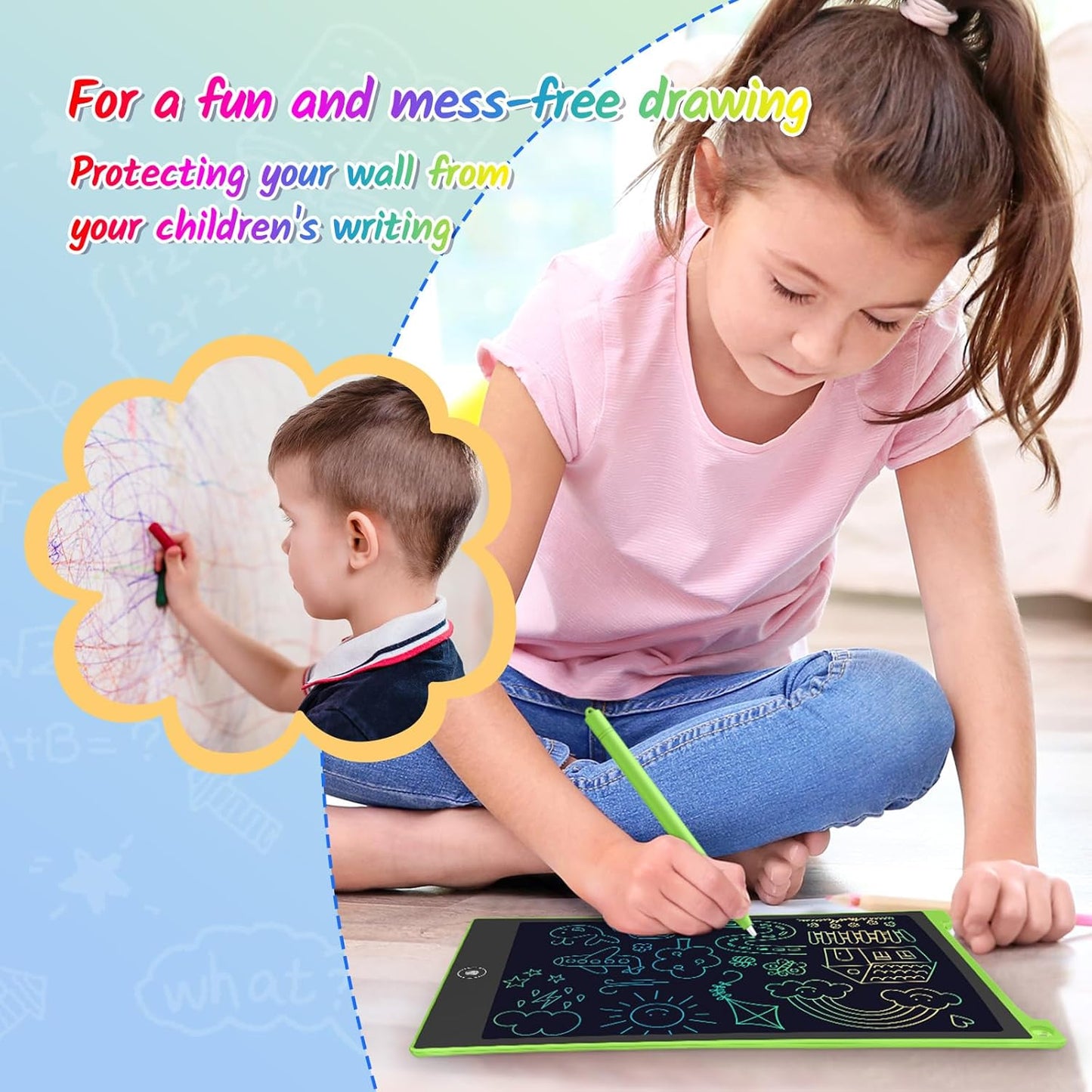 TECJOE 2 Pack LCD Writing Tablet, 10 Inch Colorful Doodle Board Drawing Tablet for Kids, Kids Travel Learning Toys Christmas Birthday Gifts for 3 4 5 6 Year Old Boys and Girls Toddlers