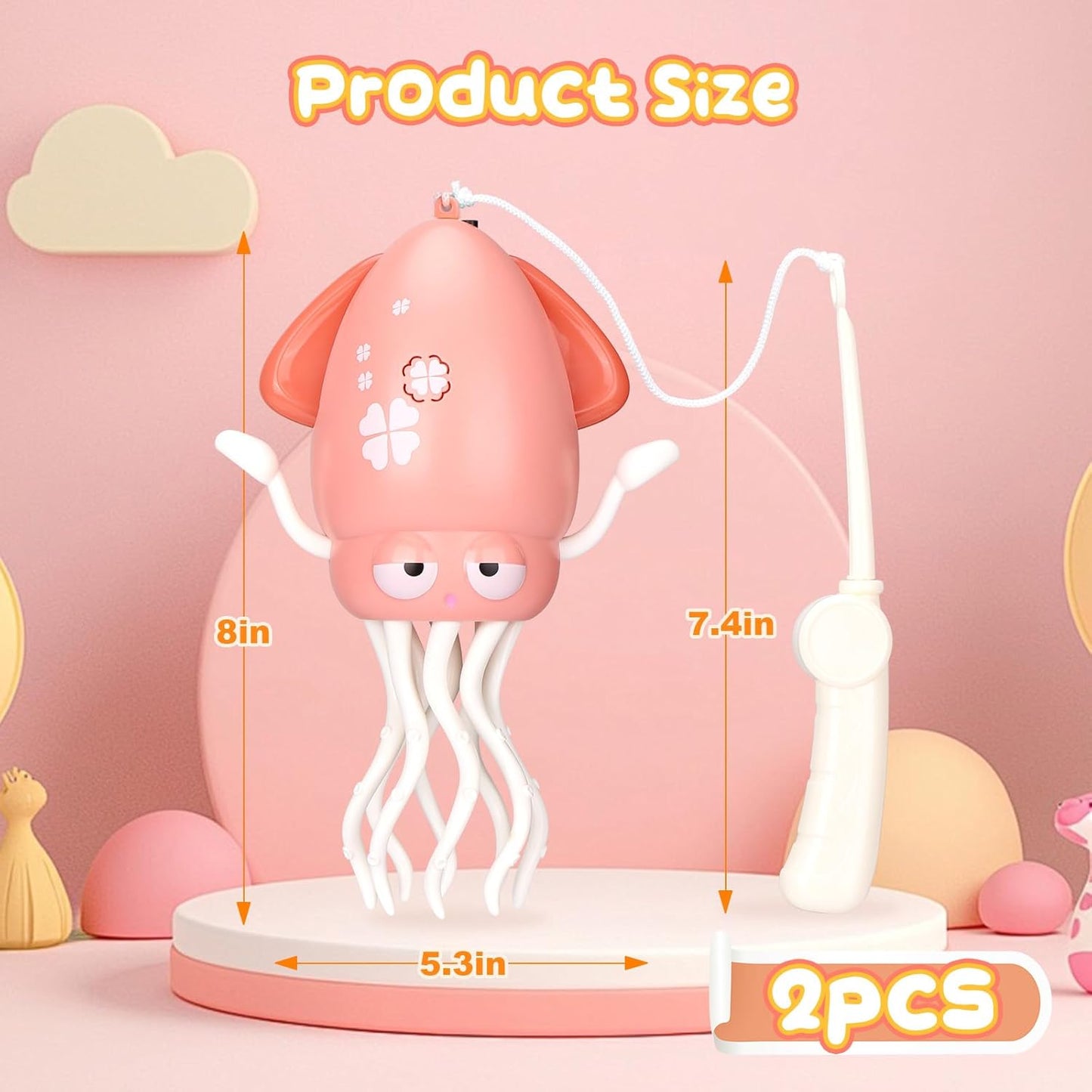 2pcs Magic Electric Dancing Octopus Toy with Led Light and Music,Pink