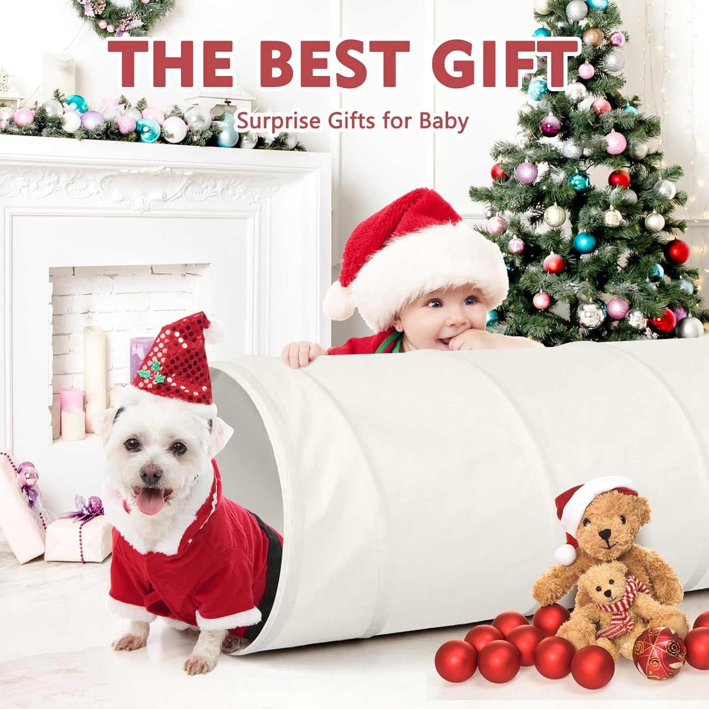 Moncoland Kids Play Tunnel Tent for Toddlers,Colorful Pop Up Crawl Toy Baby Children or Dog Cat Pets,Collapsible Gift Boy and Girl Indoor Outdoor Games (Kids Tunnel)