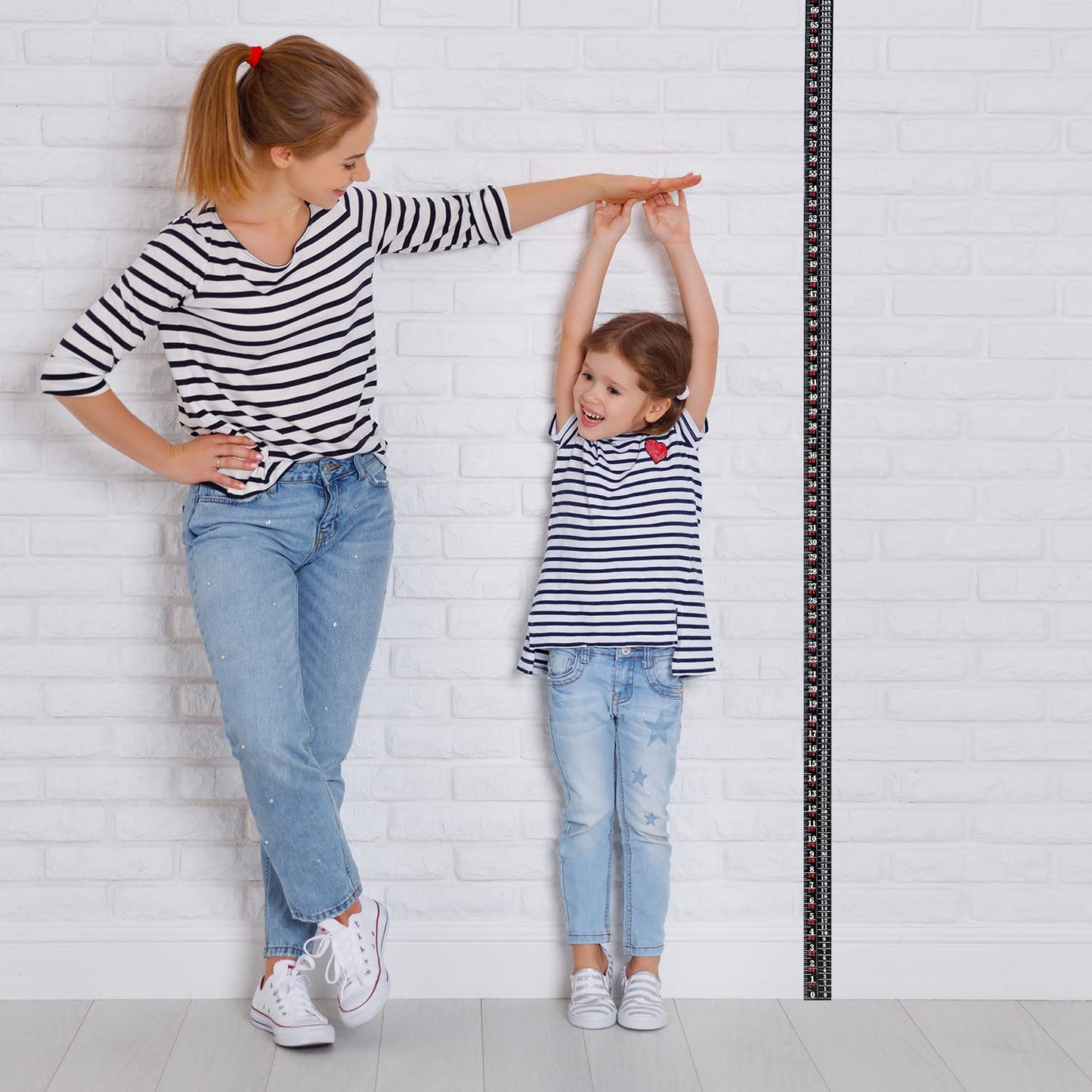 Tatuo Growth Chart Wall Labels Height Indicator Tape Ruler Growth Chart Decor Height Indicator Adhesive Ruler for Home Room Measuring (Black)