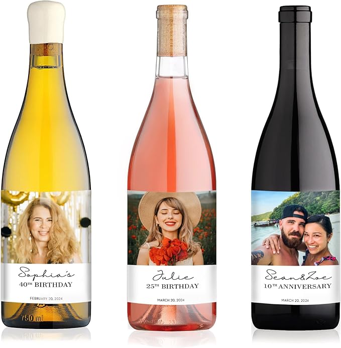 Personalized Wine Bottle Label Photo label Custom Sticker 50th Birthday 60/70th Birthday Wine Label with photo. Custom Champagne Label Graduation