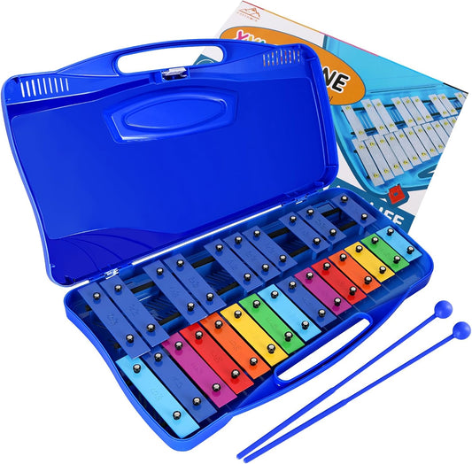 EASTROCK Xylophone, 25 Notes Glockenspiel Xylophone for Kids, Professional Xylophone Instrument Music Teaching, Gifts, JDXPE-25NC-DBL