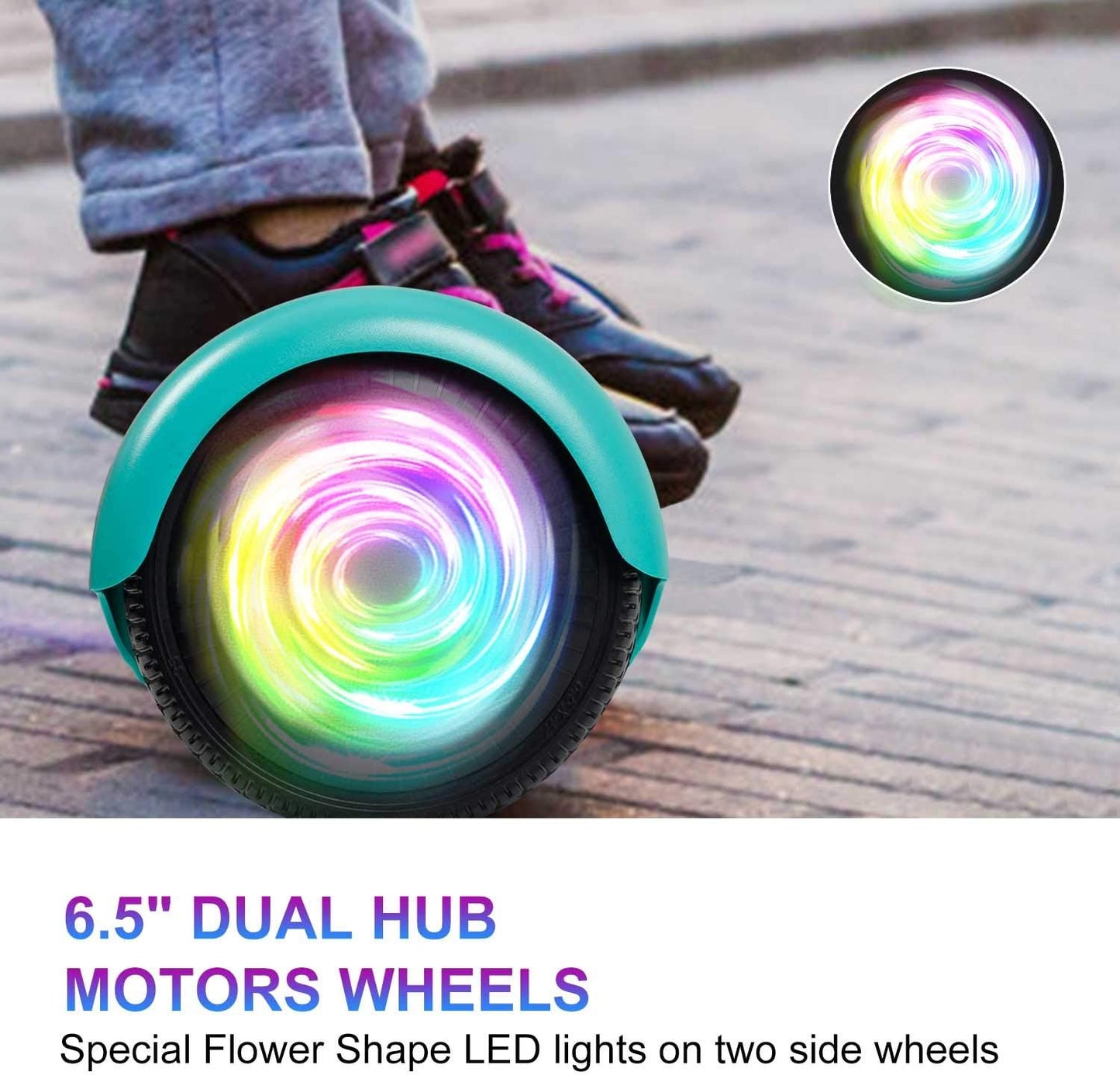 SISIGAD Scooters for Kids Ages 6-12, with Built-in Bluetooth Speaker and 6.5" Colorful Lights Wheels, Safety Certified Self Balancing Scooter Gift for Kids