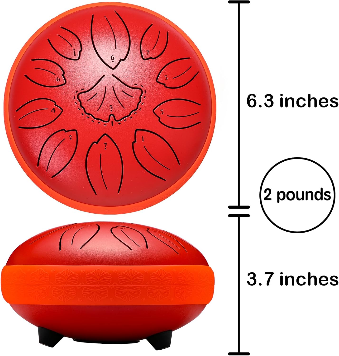 Steel Tongue Drum Percussion, 6 Inch 11 Notes Musical Instruments, Music Gifts for Family Friends (Red)