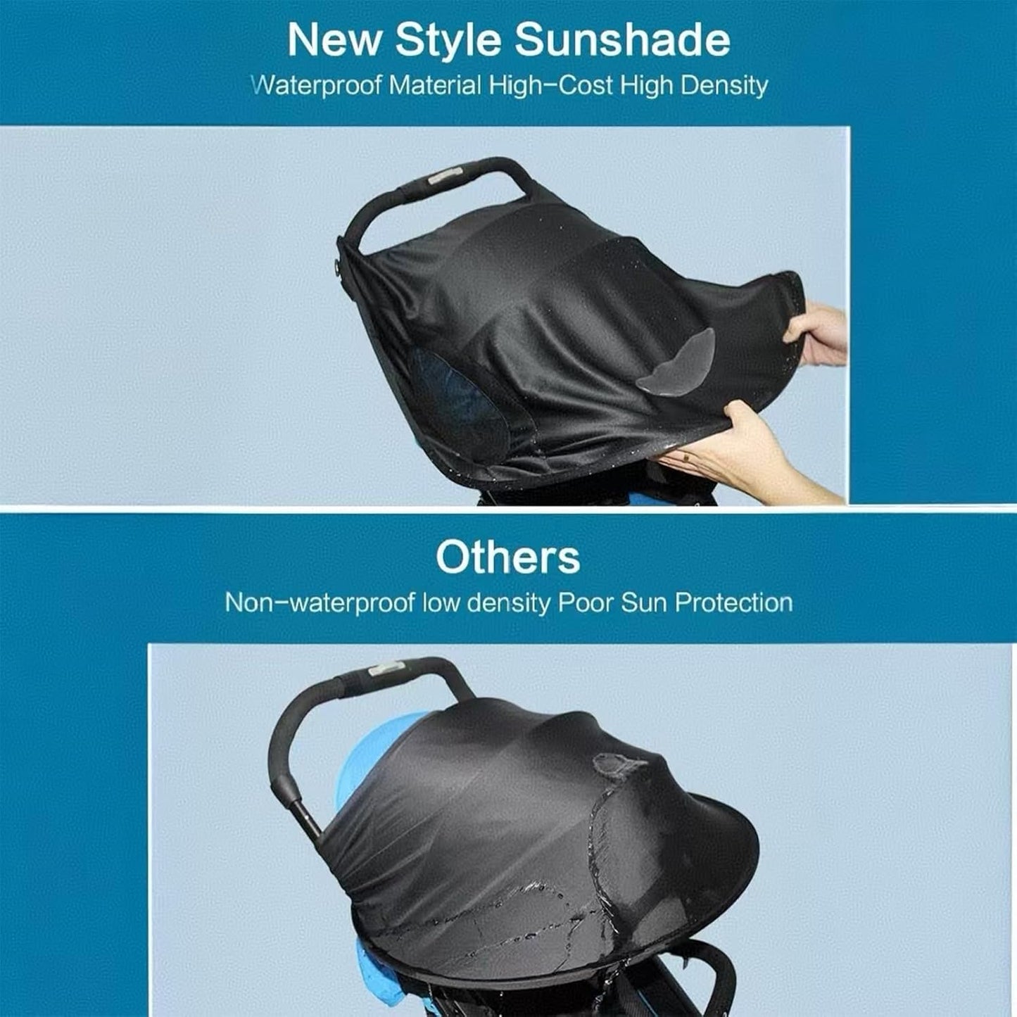 PandaEar Sun Shade for Baby Stroller Car Seats, Universal Strollers Cover Waterproof Toddler Stroller Canopy Windshield, UPF 40+