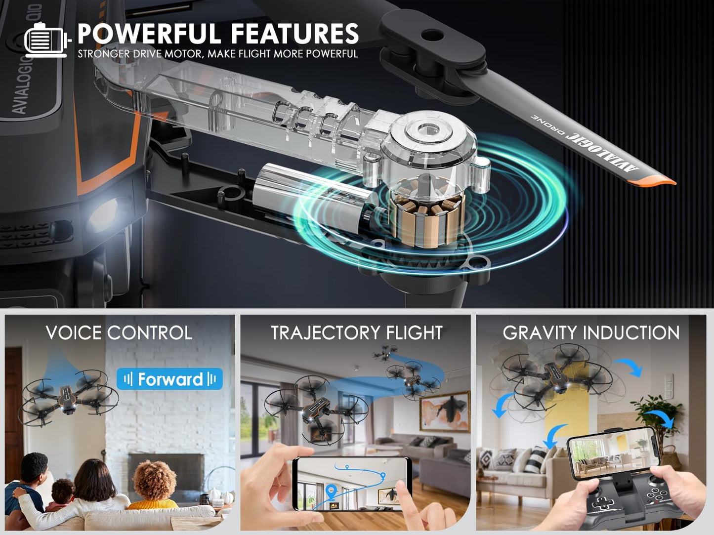 AVIALOGIC Mini Drone with Camera for Kids, Remote Control Helicopter Toys Gifts for Boys Girls, FPV RC Quadcopter with 1080P Live Video Camera, Gravity Control, 3 Batteries, Carrying Bag