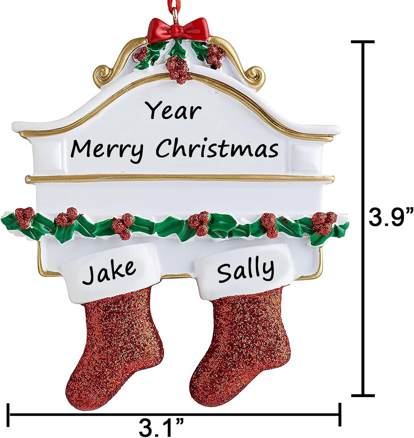 Personalized Christmas Ornaments 2025 Family of 2/3/4/5/6/7/8 Custom Christmas Stocking Ornament with Names Customized Ornaments for Xmas Tree,Family of 2