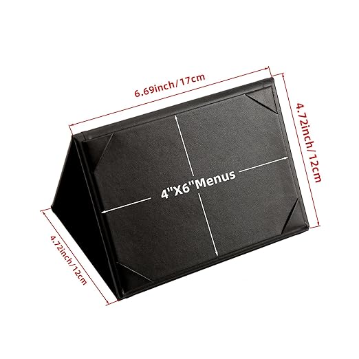 Menu Covers - Set of 10 Double-Sided Table Tent Cards for Restaurant, Dinner Party, and Bar Menus - Includes Bill Holder and Reserved Seating Signs - Easy to Clean and Foldable (10, 4"x6"Trifold)