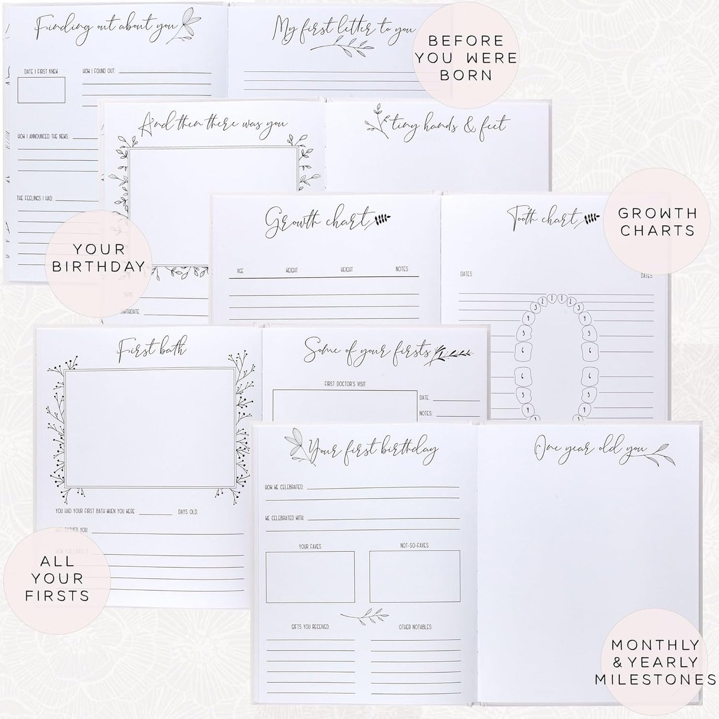 Baby Memory Book for the Modern Minimalist - Simple Baby Book for Boy or Girl - First Years Journal - Monthly Milestone Keepsake Record Book - Gender Neutral Pregnancy Gift for Baby Shower