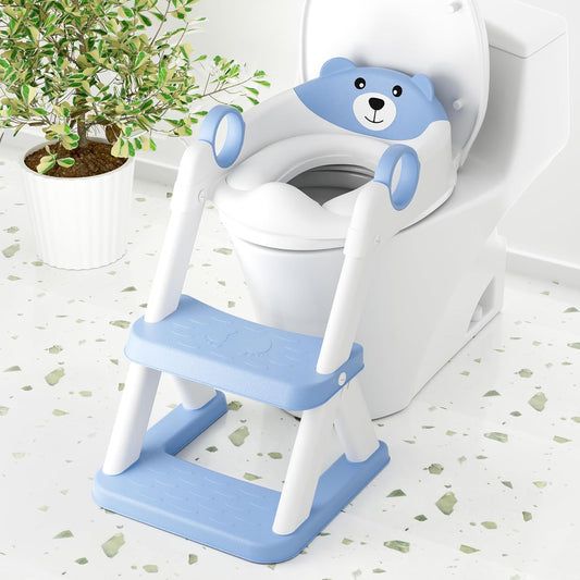 Toilet Seat, Potty Training Seat for Toddler, Upgraded 2-in-1 Potty Toilet Training for Boys and Girls,Waterproof Cushioned Mat with Non-slip Step Stool