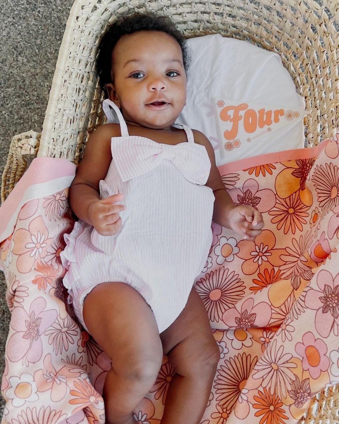 Lucy Darling Petit Milestone Pennants – Baby Monthly Milestone Pennant Flags – Newborn Photo Props & Felt Nursery Decor – Keepsake Banner Set for Baby Photos – Flower Child