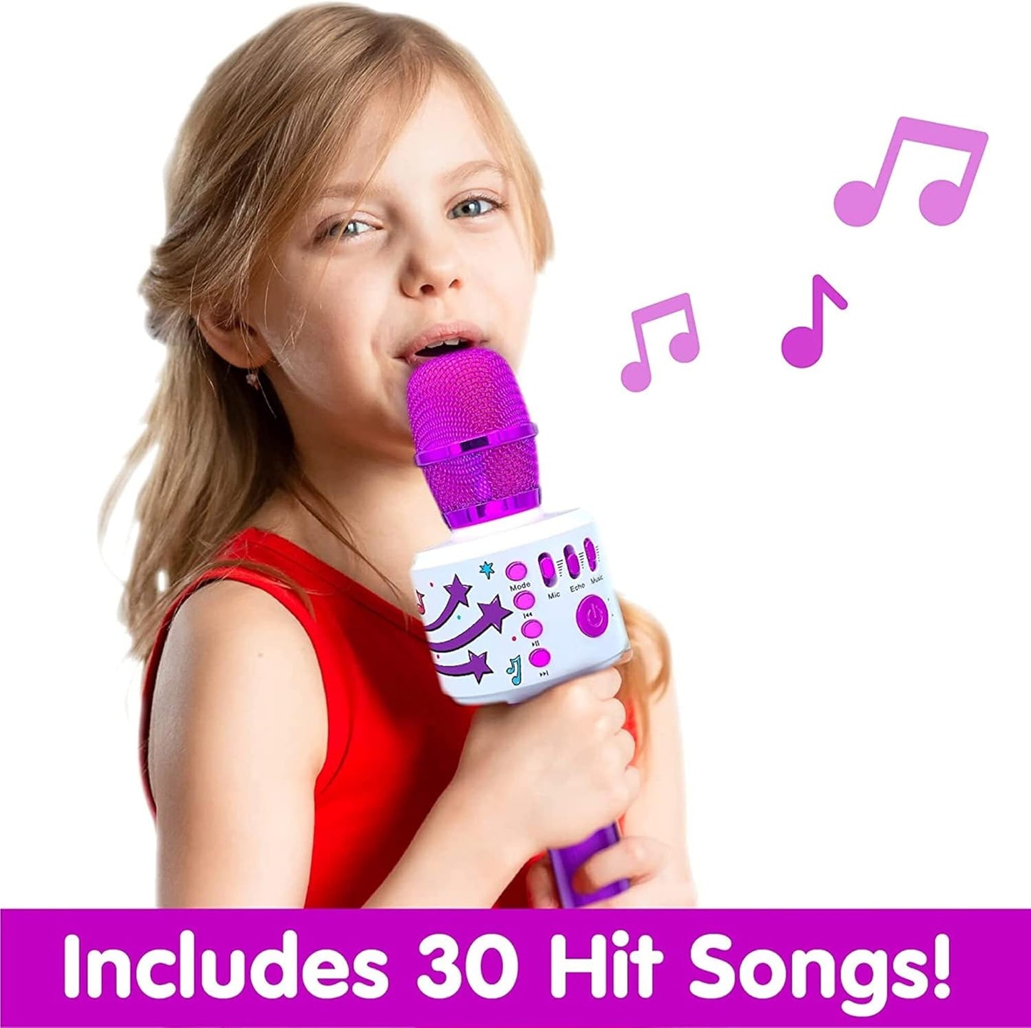 Move2Play, Kids Karaoke Microphone | Includes Bluetooth & Pre-Loaded Songs | Birthday Girls Present for All Ages, 2, 3, 4, 5+ Year Old Girls, Boys & Toddlers (Purple)