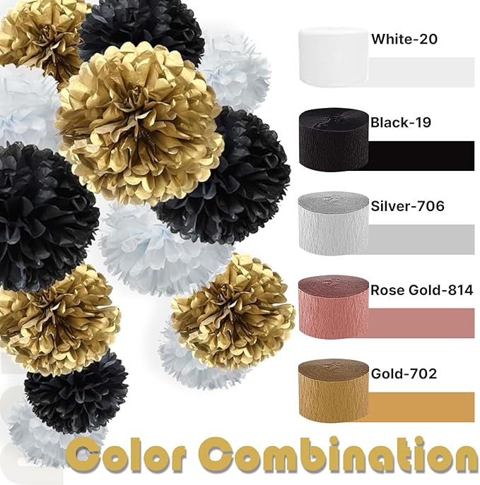 PartyWoo Gold Crepe Paper Streamers 4pcs 328ft Pack of Gold Crepe Paper for Wedding Birthday Baby Shower Engagement Anniversary New Year Eve Graduation Party Decorations(1.8 Inchx82 Ft/Roll)