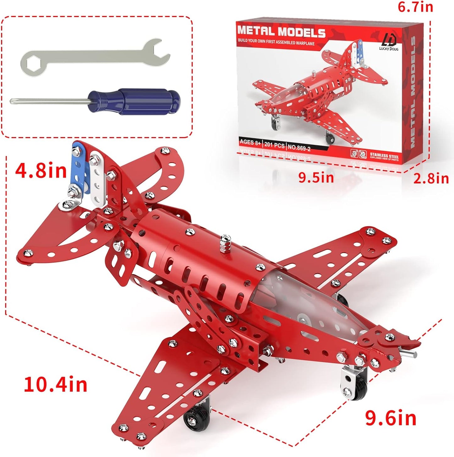 Lucky Doug STEM Building Projects Model Airplane Set - Building Toys for Kids Ages 8-12, Assembly Science Kit for Boys 7 8 9 10 11 Years Old
