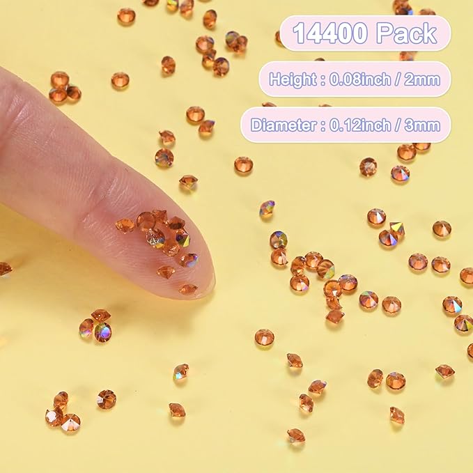 14400-Pack Acrylic Diamonds, 0.12 Inch/3mm Wedding Table Scatter Confetti Crystals for Vase Fillers/Art Craft, Acrylic Diamonds Gems [Coffee AB]