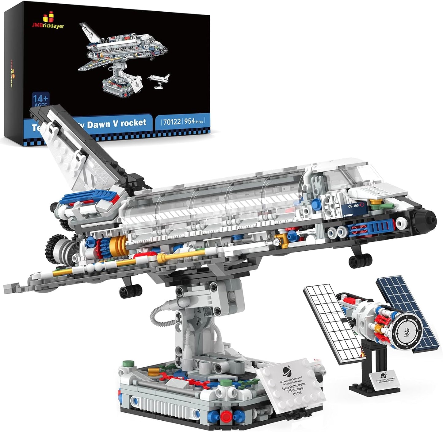 JMBricklayer Space Shuttle Building Sets for Adult, Airplane Spaceship Space Toys for Kids Teens, Gifts for adults Boys Girls 8 9 10 11 12 13 14+, Collectible Display Model with Adjustable Stand 70122