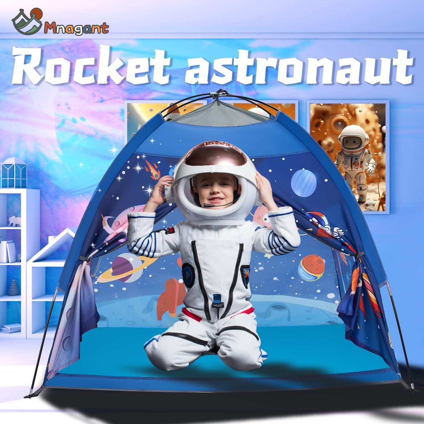 Space World Play Tent Galaxy Dome Playhouse for Boys and Girls Imaginative Play-Astronaut Space for Kids Indoor and Outdoor Fun, Perfect Kid’s Gift- 47" x 47" x 43"