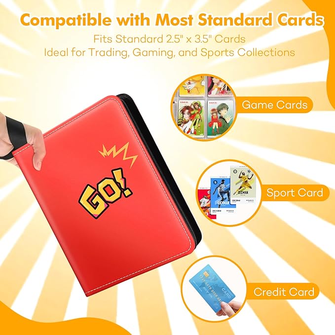 1080-Card Binder – 9-Pocket Trading Card Album with 60 Removable Double-Sided Pages, Water-Resistant PU Leather Zipper Case with Wrist Strap, Fits MTG & Sports Cards – Collector Gift Organizer