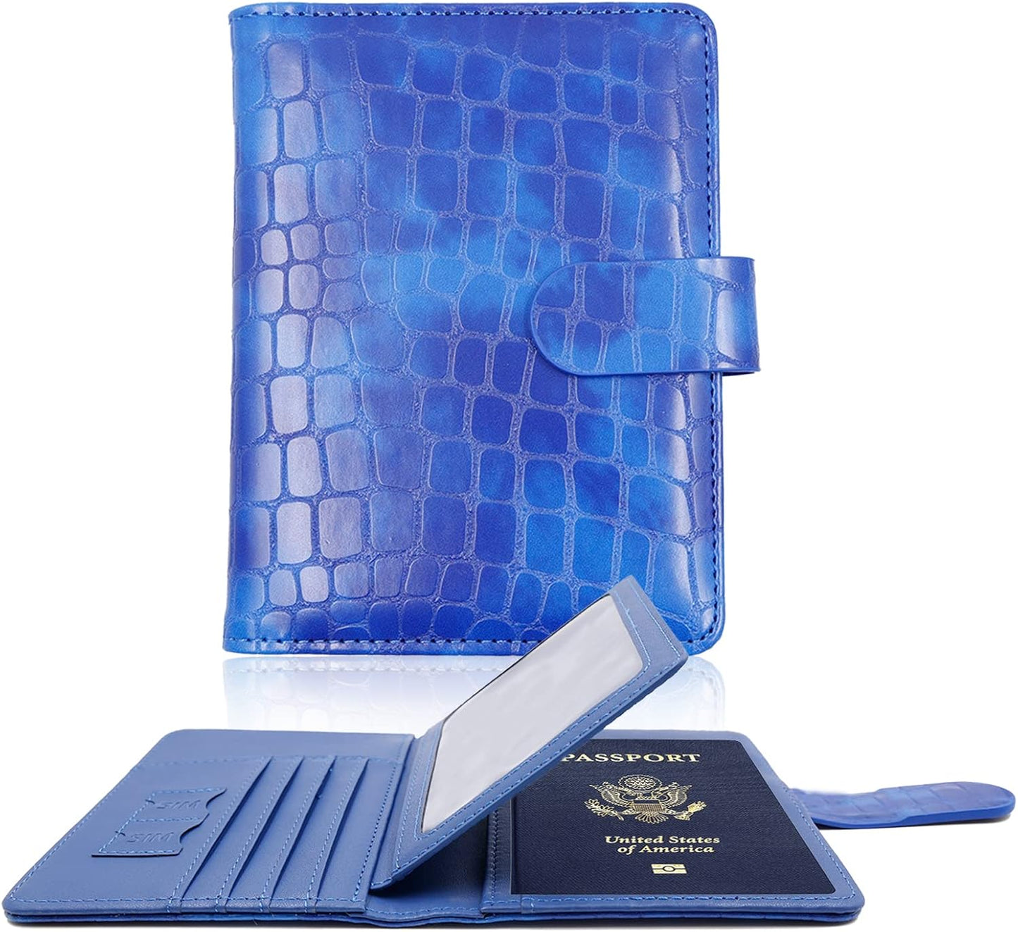 Melsbrinna Rfid Passport Holder for Travel women/Men, Cute Passport Wallet Rfid Blocking Card Slots, Rfid Passport Cover/CaseTravel Wallet, Passport Book Holder (1, Blue3)