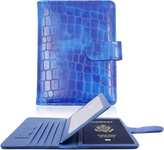 Melsbrinna Rfid Passport Holder for Travel women/Men, Cute Passport Wallet Rfid Blocking Card Slots, Rfid Passport Cover/CaseTravel Wallet, Passport Book Holder (1, Blue3)