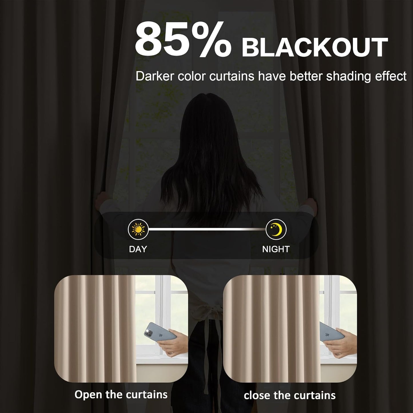 KEQIAOSUOCAI 60 Wide Pinch Pleated Window Curtain Panels 102 Inches Long Custom Made Pleated Curtains Hooks Track Privacy Memory Shape Drape for Living Room,Khaki, Set of 2=120 Inch Wide