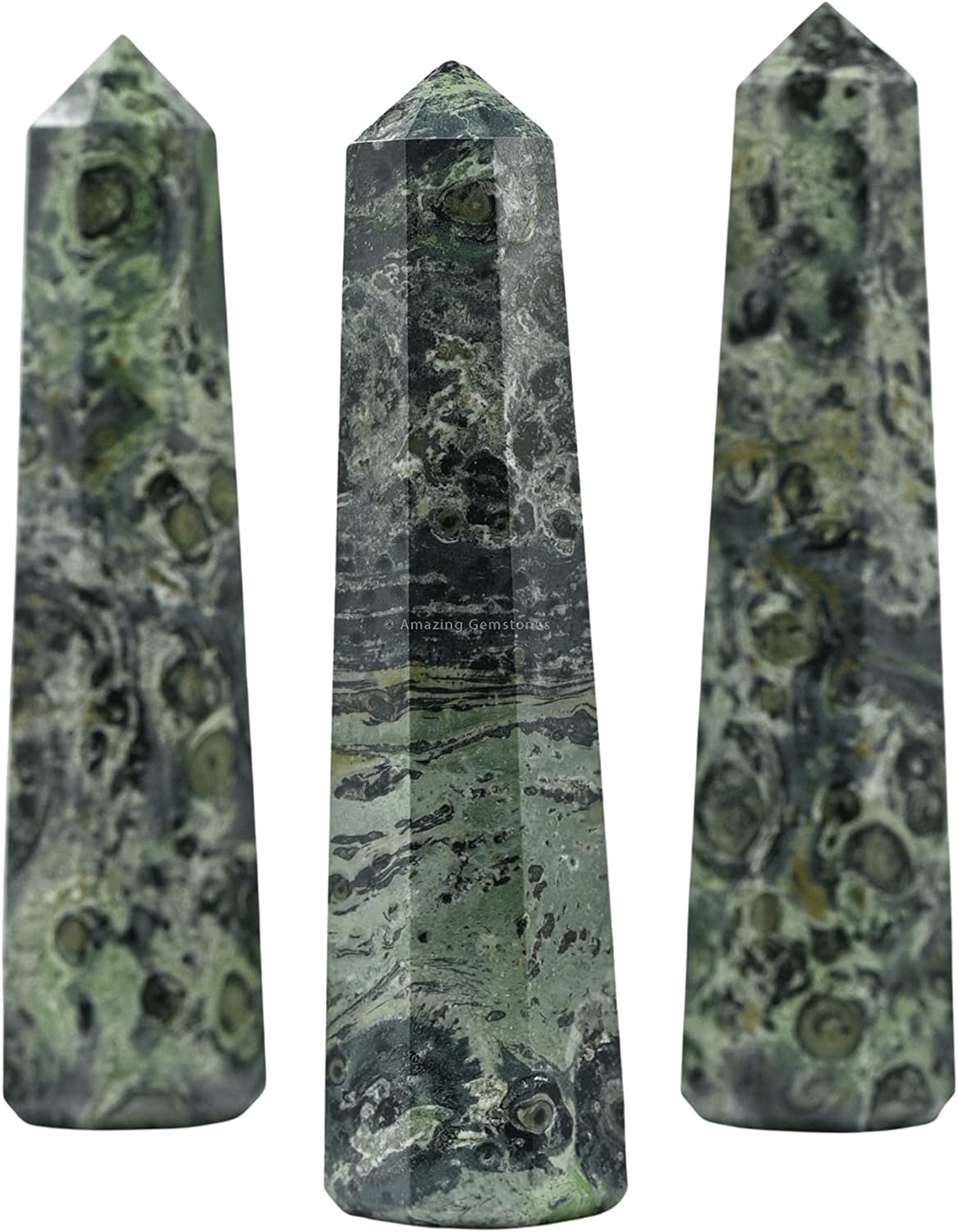 Amazing Gemstone Kambaba Jasper Crystal Towers ~ Natural Healing Crystal Point Obelisk for Reiki Healing and Crystal Grid (3- Inch)