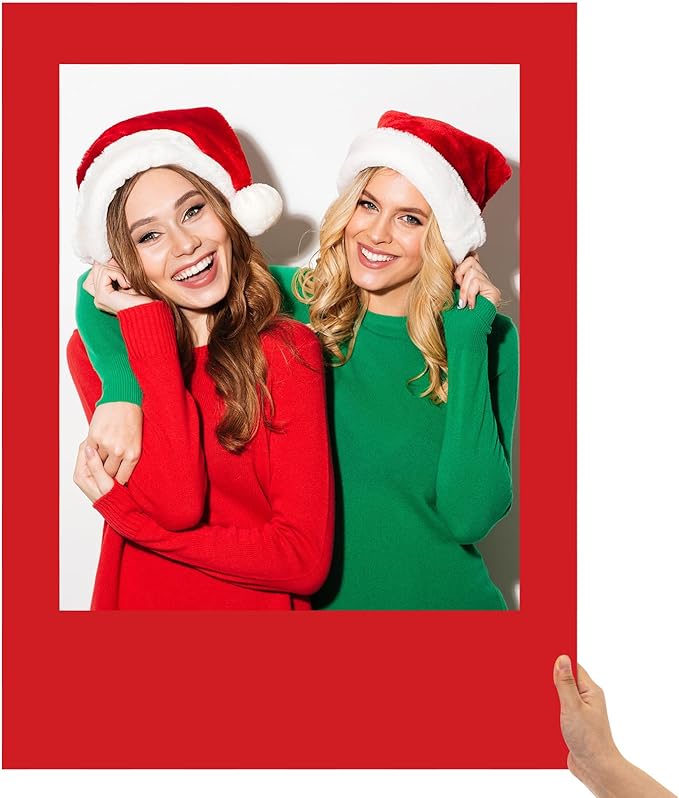 32 x 24 Inch Large Blank DIY Photo Booth Props Picture Frame Party Frame DIY Photo Booth Props Selfie for Halloween Christmas Birthday, Holiday Party (Red,Christmas)