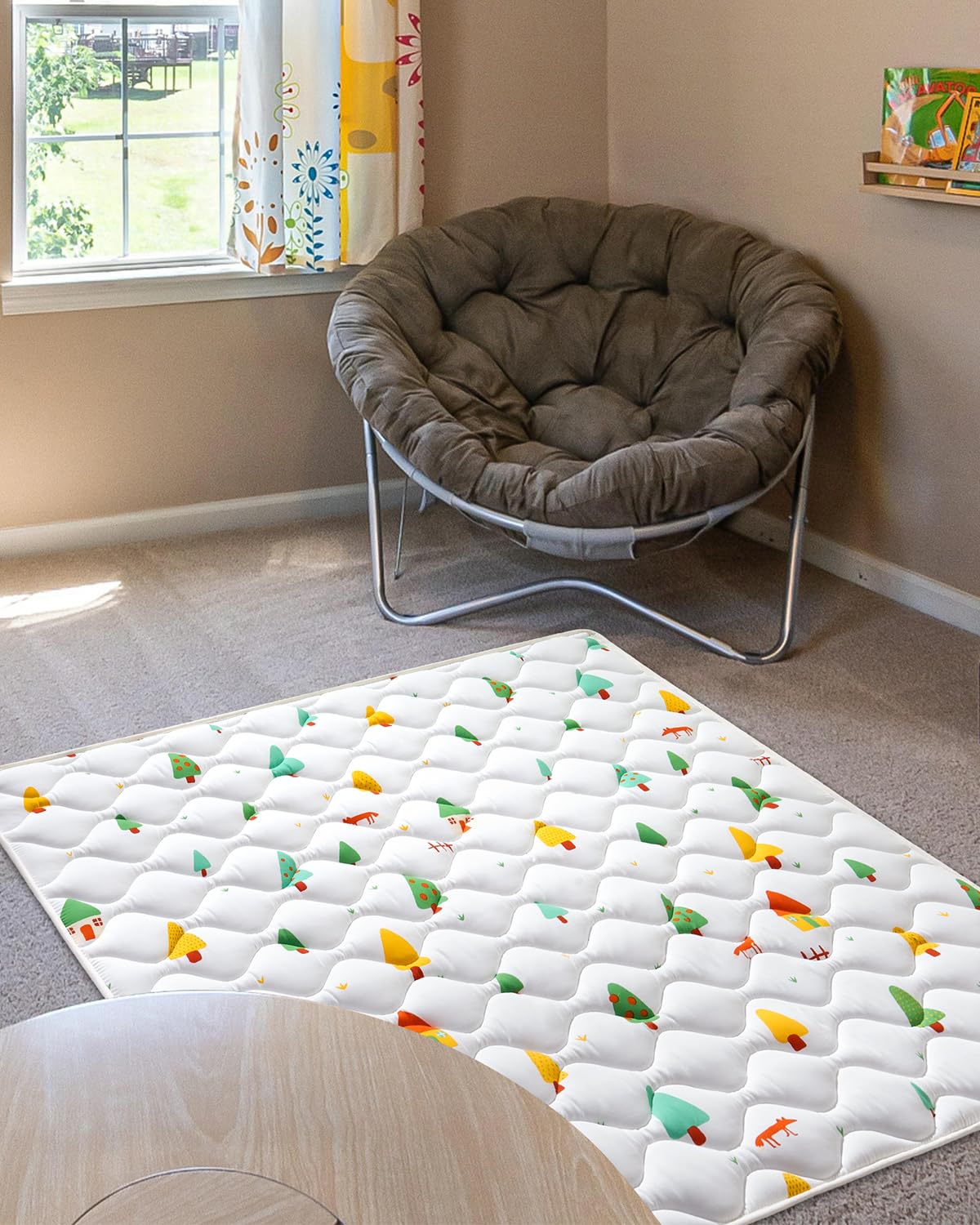Odorless Premium Foam Baby Play Mat 59" x 59", Soft Microfiber Fabric Crawling Mat for Floor- Comfortable and Hypoallergenic, Non-Slip Cushioned Floor Playpen mat for Infants,Babies,Toddlers
