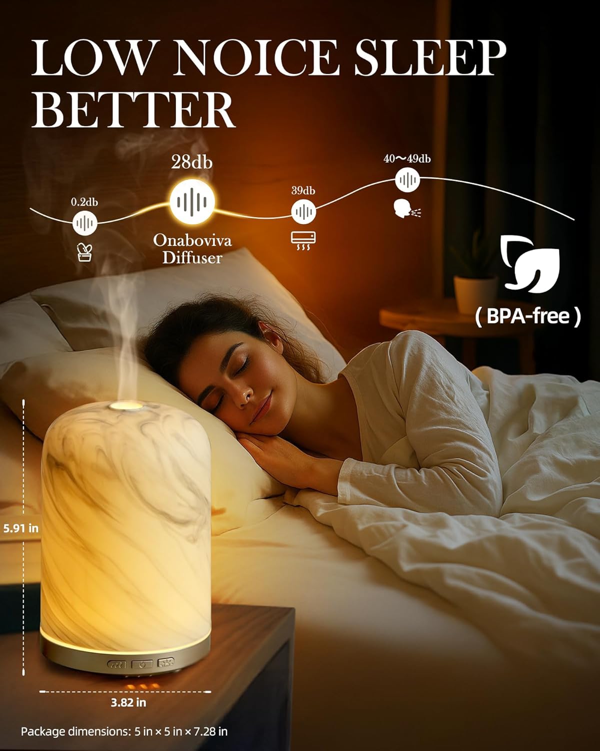 Aromatherapy Diffuser – Ultrasonic Essential Oil Diffuser, Health Night Light, Timer & Auto Shut-Off, BPA-Free, 120ml Diffusers for Home, Office, or Spa