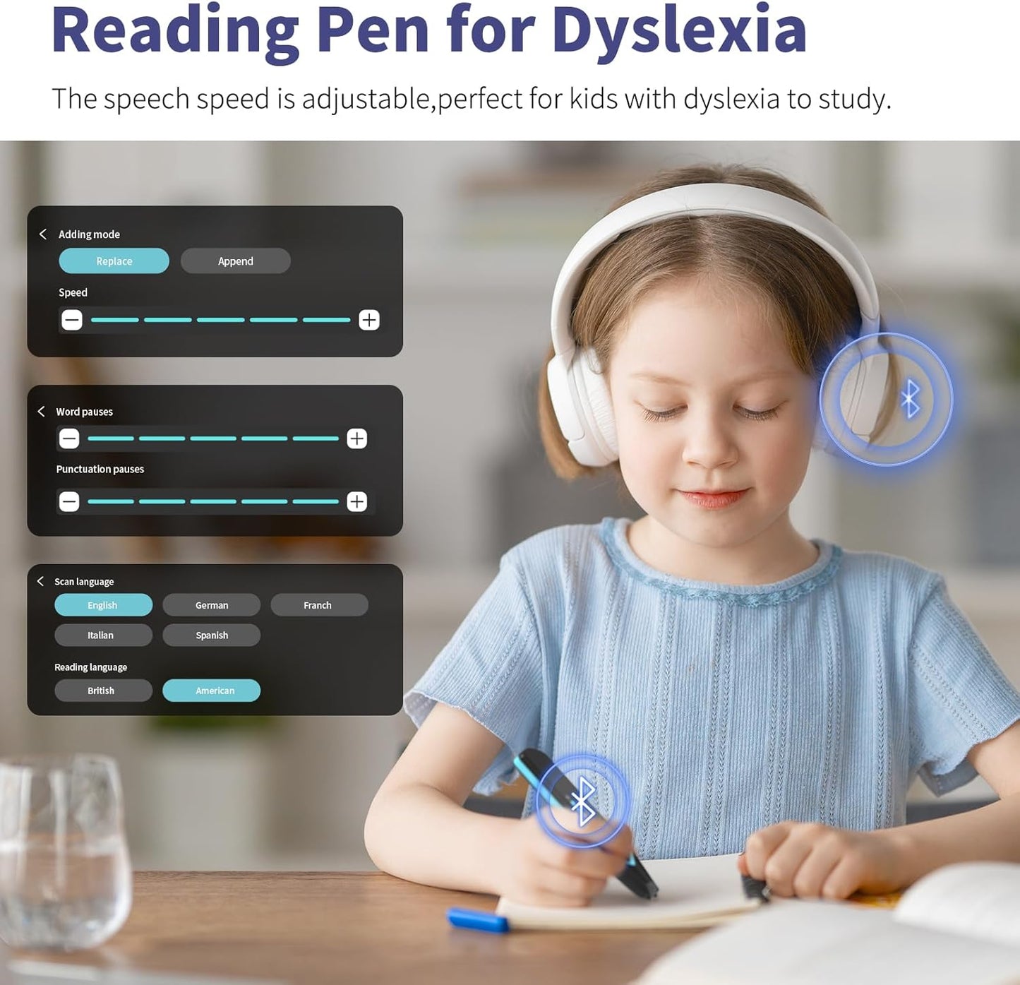 Reading Pen for Dyslexia,NEWYES Scan Reader Pen 4 Text to Speech Device Translator Pen, Photo Translation OCR 16GB Bluetooth Pen Scanner for Students Adults (AS1505)