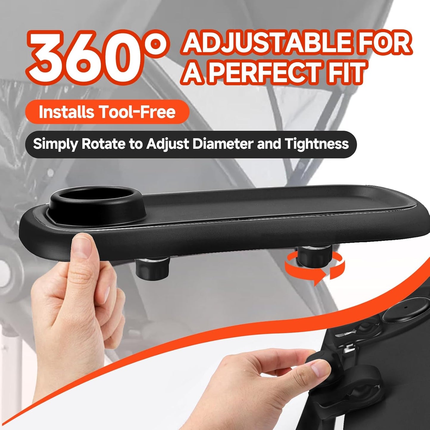 Snack Tray Compatible with Nuna Strollers, Stroller Tray Attachment Fits for Nuna, Stroller Trays with Cup Holder, Strollers Cup Holder, Easy to Install, Ideal for Strollers Accessories