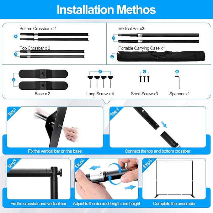 FUDESY 8x8 ft Backdrop Banner Stand, Heavy Duty Adjustable Background Stand Kit with Carrying Bag, Step and Repeat Photography Frame Stand for Trade Show Display Photo Booth Parties