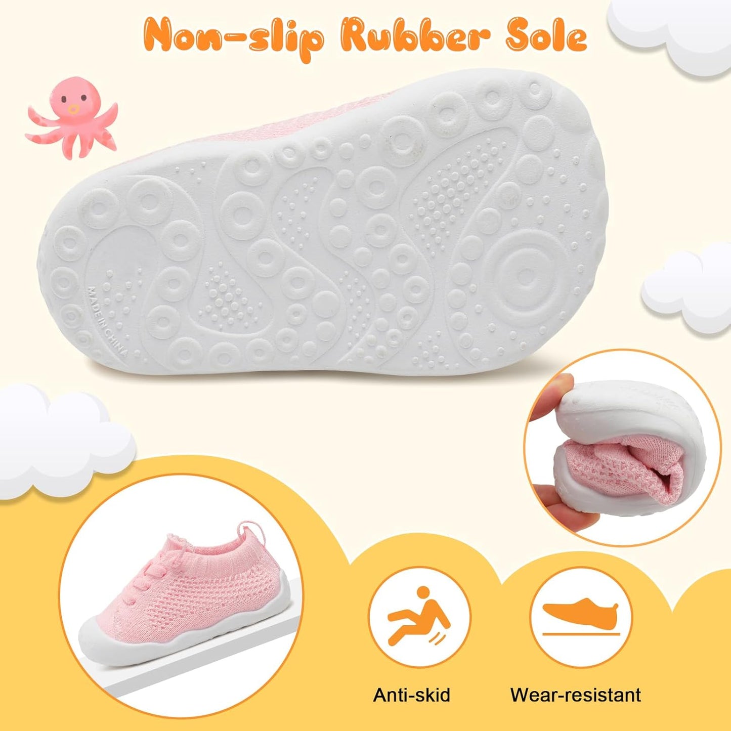 JIASUQI Baby Shoes for Toddler Boys Girls Sneakers Slip on Walking Shoes for Babies