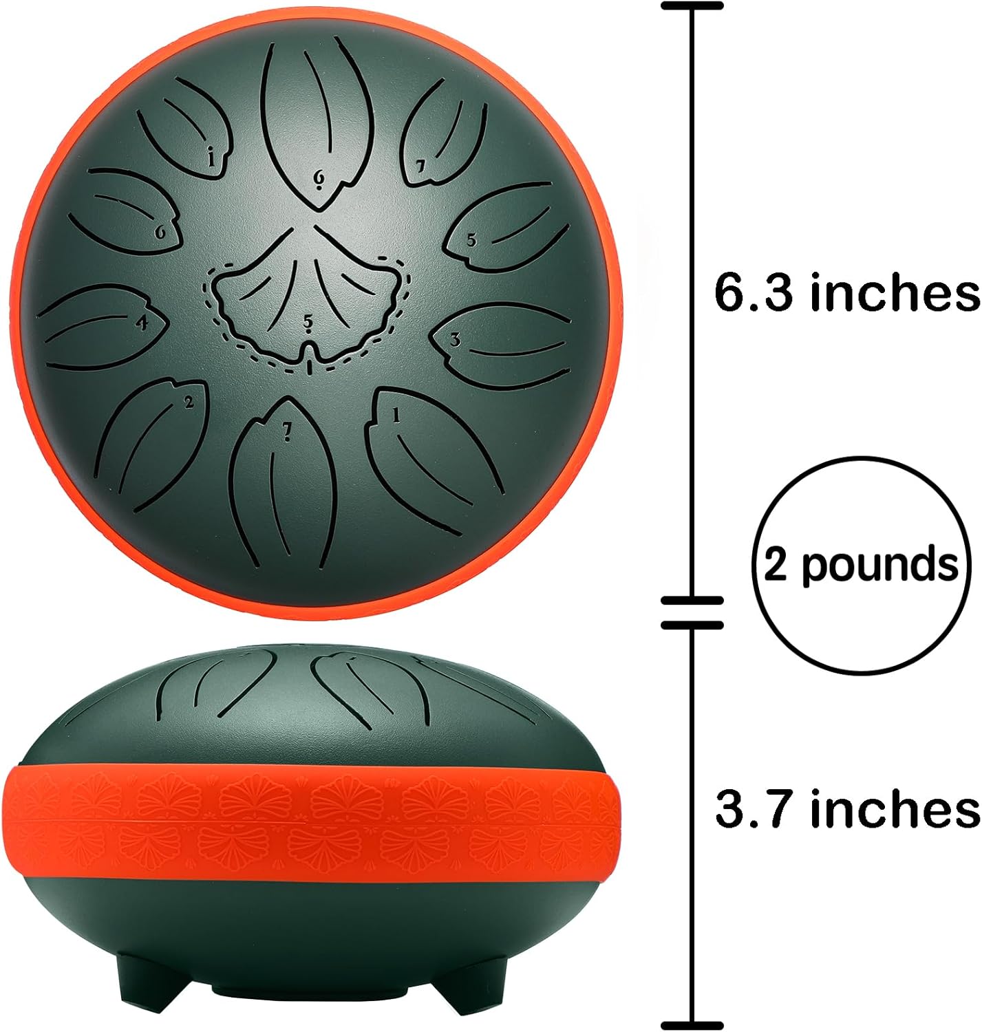 Steel Tongue Drum Percussion, 6 Inch 11 Notes Musical Instruments, Music Gifts for Family Friends (Green)